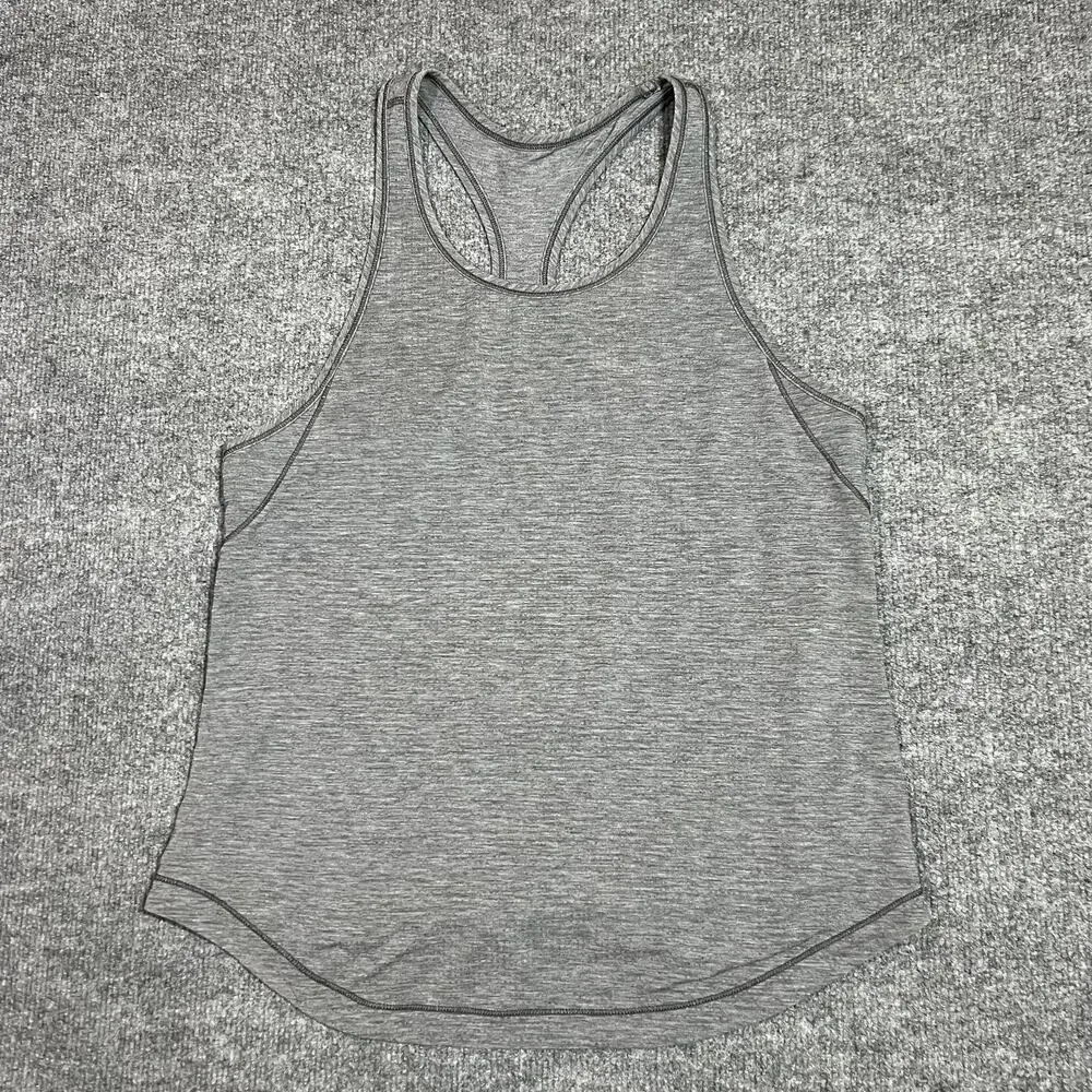 Lululemon Tank Top Womens Medium Gray Racerback Tie Back Lightweight Yoga Gym - Picture 1 of 7